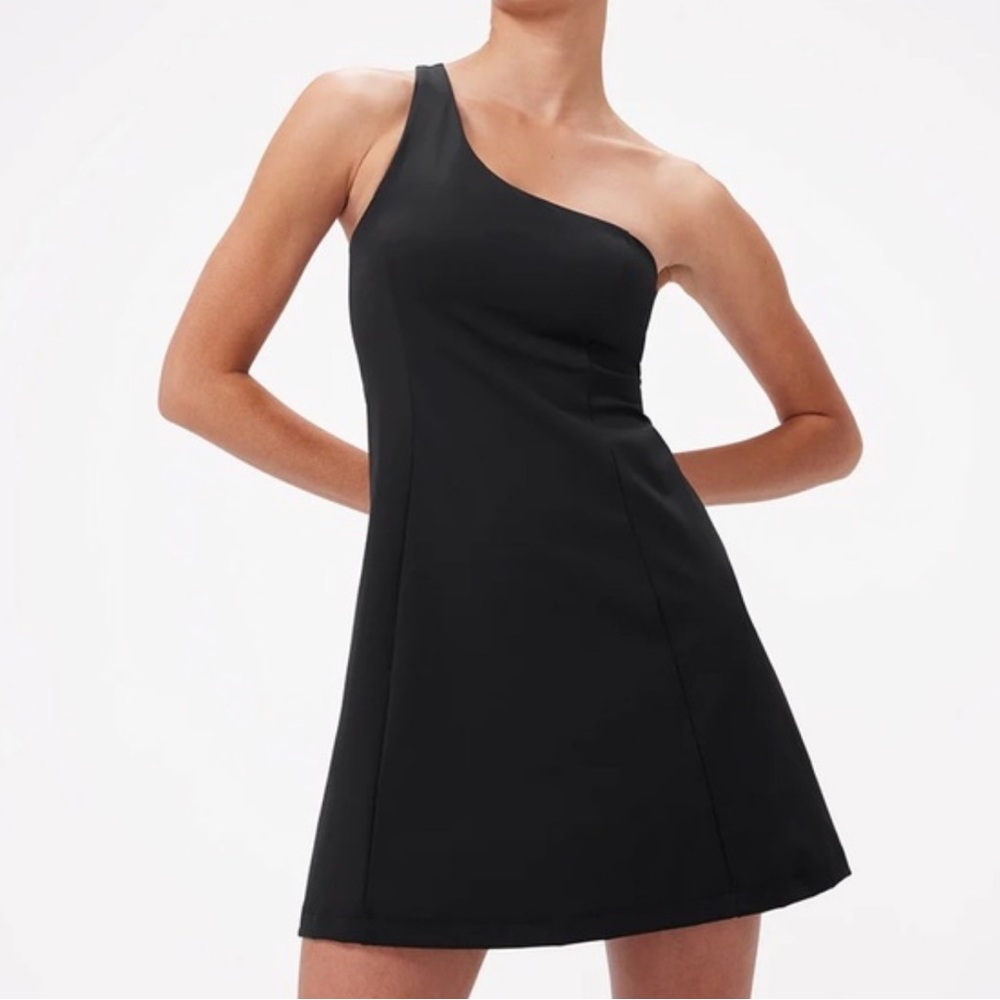 Outdoor Voices Black One-Shoulder Dress